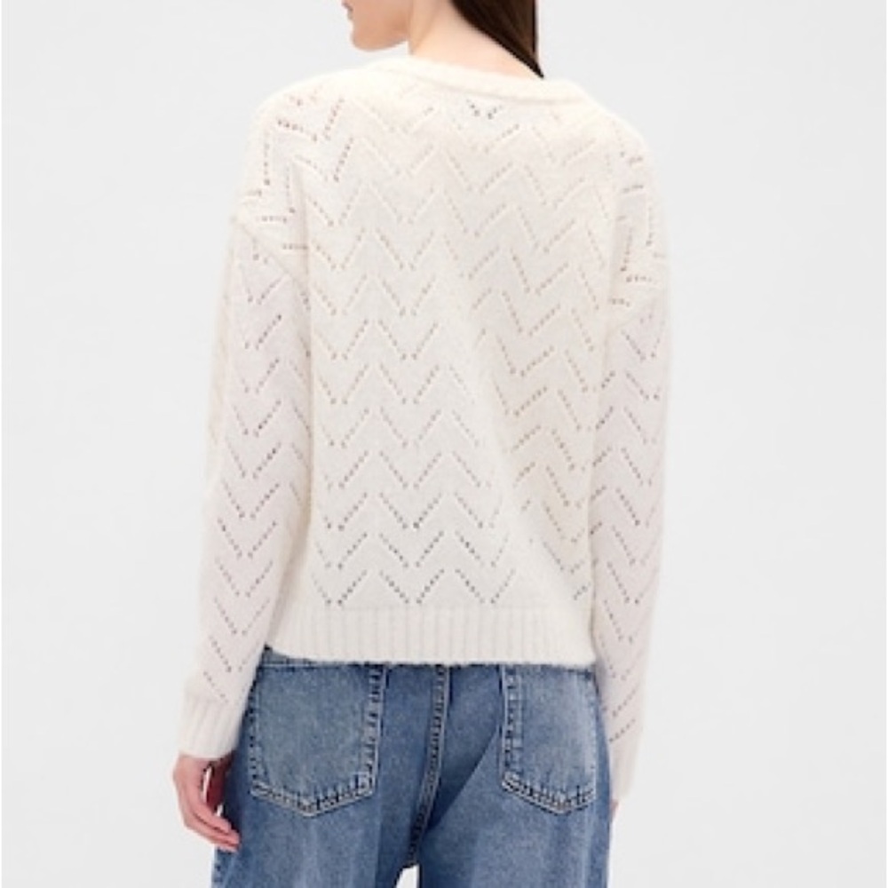 Gap Cream Openwork Knit Button-Front Cardigan - image 2